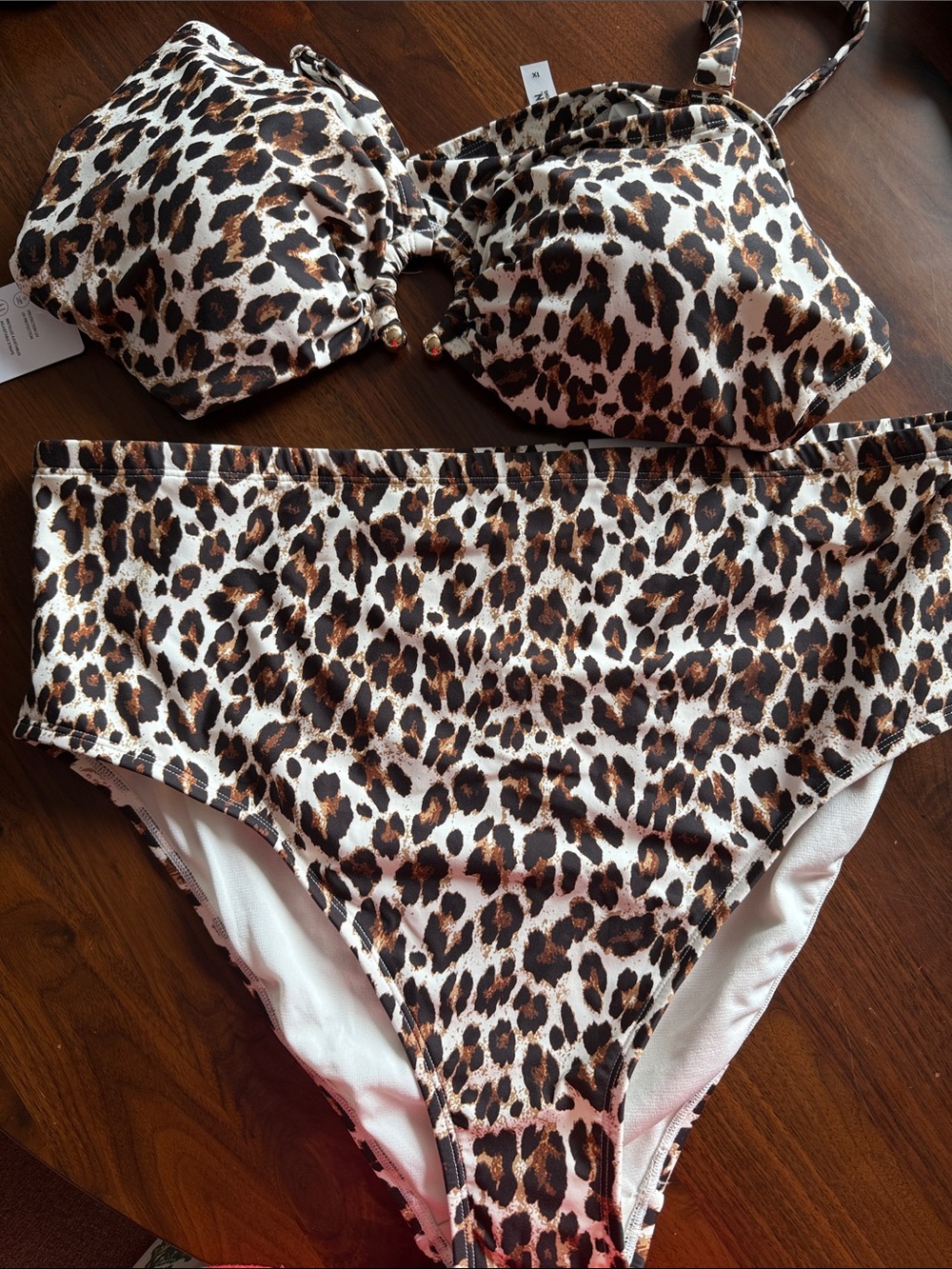 Pennington - 1X leopard bikini top and bottom - new
